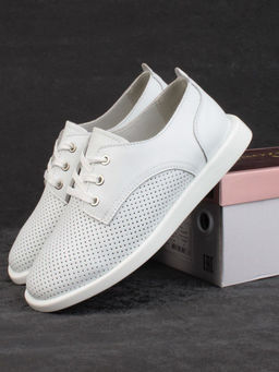 03-D7HY1-1 WHITE Полуботинки женские (натуральная кожа) - Фабричный китай фото 15