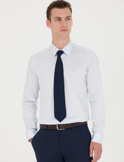 A__k Mavi Slim Fit Uzun Kollu Basic G_mlek