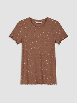 Bisiklet Yaka Kalp Desenli Kad?n Pijama ?st?