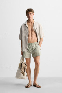SEERSUCKER MID-LENGTH SWIMMING TRUNKS - Zara фото 30