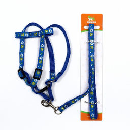 Комплект прошитый Цветы, поводок 120 х 1 см, ОГ 23-35 см, тёмно-синий - Пижон фото 7