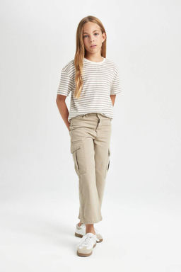 Школьная футболка Relax Fit с круглым вырезом и короткими рукавами для девочек - Defacto фото 2