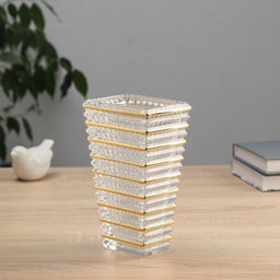 Ваза настольная «Милагрос», полосы объём, h=17.5 см, d=10×7 см, стекло, прозрачная