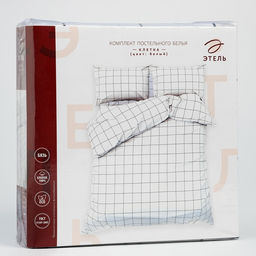 Постельное бельё Этель 1.5 сп Клетка, белое, 143?215, 150?214, 50?70 см-2 штуки, бязь, 125 г/м?  фото 11