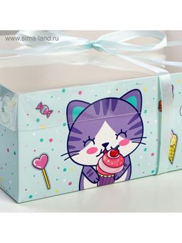 Цена за 5 шт. Коробка для капкейков, кондитерская упаковка, 6 ячеек «Счастье внутри», 23×16×7.5 см