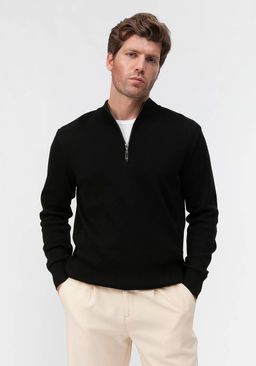 Джемпер с воротником-стойкой на молнии черный
