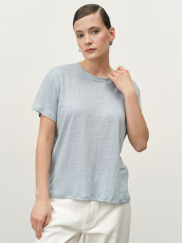 Футболка из льна 2882 голубая