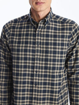 Regular Fit Uzun Kollu Ekose Gabardin Erkek G?mlek