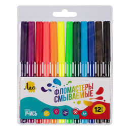 Лео Учись Фломастеры смываемые LSFP-12 12 цв