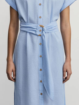 Платье миди из фактурной ткани на поясе / Zarina  фото 8