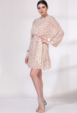 Платье Viola Style 0965 молочно-красные цветы