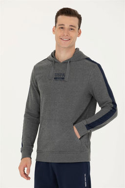 U. S. Polo Assn Мужская толстовка с капюшоном антрацитового меланжевого цвета - U.s. polo assn фото 9