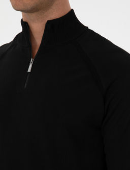 Siyah Slim Fit Dik Yaka Fermuarl_ Triko Kazak - Pierre cardin фото 7