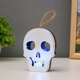 Цена за 12 шт. Фигурка световая RISALUX «Череп», LED-ночник, 1 Вт, RGB, от батареек LR1130, бело-чёрный, 9.5×4×5 см