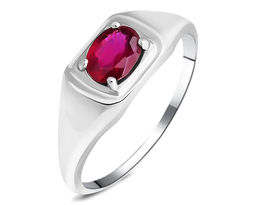 Кольцо, 1 рубин корунд овал 6х8 мм - 1 , 6 ct, Печатка