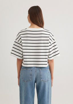 Mavi Logo Bask?l? Siyah Cizgili Crop Tisort  фото 4