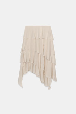 FALDA FLUIDA VOLANTES ZW COLLECTION / Beige / Verde - Zara фото 5