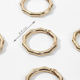 Кольцо-карабин Бамбук, d = 32/44 мм, толщина - 4 мм, 5 шт, цвет золотой