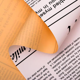 Плёнка матовая двухсторонняя "Газета на белом" персиковый, 0,58 х 10 м