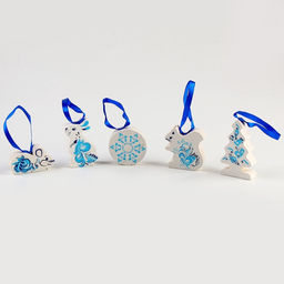 Елочные игрушки «Зимние узоры», 5 деталей, деревянные