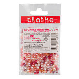 Бусина Zlatka MIX пластик PB 4 мм 10 х 10 г 0.2 г №05 ассорти