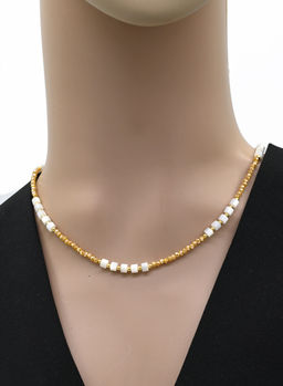 Чокер из циркона с перламутром рондель 3*2мм цв.шампань, 41см