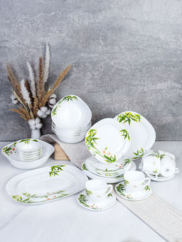 Столовый набор 39 предмет квадратный / GRAY Sq 39/75 (6773) /уп 2/ Бамбук с орхидеей - Галеонтрейд фото 2