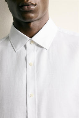 CAMISA REGULAR FIT ALGOD?N - LINO / Blanco - Zara фото 5