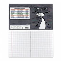 Цена за 5 шт. Тетрадь общая ученическая с пластиковой обложкой на скобе ErichKrause Чубрик, История, 48 листов, клетка  фото 2