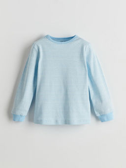 Bisiklet Yaka ?izgili Erkek Bebek Pijama Tak?m?