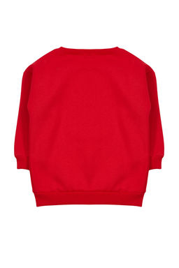K?rm?z? K?z Cocuk Mevsimlik-Ince Slogan Pamuklu Orme Sweatshirt TKDAW25SW00013