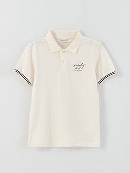 Polo Yaka Bask?l? K?sa Kollu Erkek ?ocuk Ti??rt