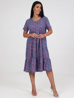 879 ПЛАТЬЕ ЖЕНСКОЕ (Цветы на индиго) - А-дина фото 4