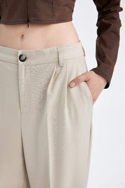 Широкие фланелевые брюки стандартной длины с высокой талией и карманами - Defacto фото 5