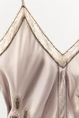 BEADED SLIP DRESS WITH EMBROIDERY - Zara фото 6