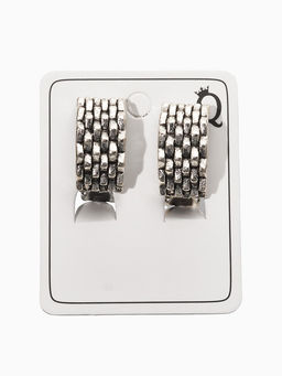 Цена за 2 шт. Клипсы «Плетение», цвет чернёное серебро