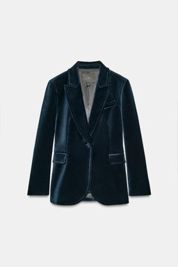 ZW COLLECTION VELVET BLAZER - Zara фото 6