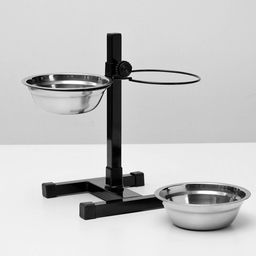 Подставка с мисками, 2500 мл, высота 30 см, разборная, чёрная - Пижон фото 5