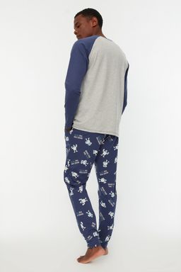 Trendyolmilla Man Lacivert-Gri %100 Pamuk Regular Fit Bisiklet Yaka Pijama Tak?m? THMAW22PT0440  фото 6