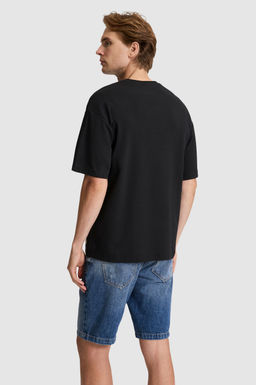 Erkek Siyah Comfort Fit Bisiklet Yaka Ti__rt