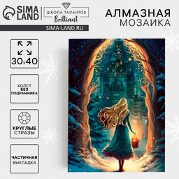 Алмазная мозаика на новый год с частичным заполнением на холсте «Сказка», 30×40 см, набор для творчества