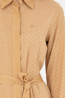 Женское тканое платье песочного цвета - U.s. polo assn фото 7