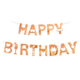 Гирлянда на ленте «Happy Birthday», розовое золото, 200 см