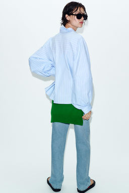 CAMISA RAYAS MANGA ABULLONADA / Azulina - Zara фото 5