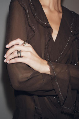 ZW COLLECTION BEADED RUFFLED BLOUSE - Zara фото 4