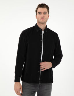 Рубашка Regular Fit черная длинный рукав