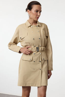TRENDYOLMILLA Camel Kemerli Mini Dokuma Elbise TWOAW22EL0446  фото 4