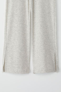 Gri Melanj K?z Cocuk Pamuklu Basic Y?rtmac Detayl? Wide Leg Orme Pantolon TKDSS25PL00016 - Trendyolmilla фото 3