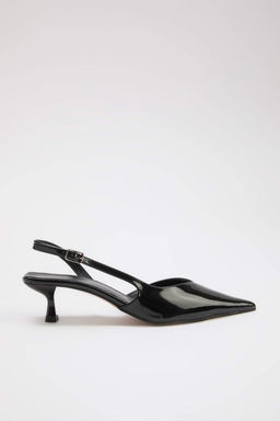 Siyah Rugan 4,5 cm Kad?n Klasik Topuklu Ayakkab? TAKSS26TO00042