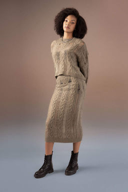 Трикотажная юбка-миди приталенного кроя - Defacto фото 3